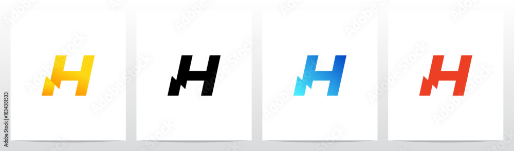 Fototapeta premium Thunder Electricity on the Bottom Feet of Letter Initial Logo Design H