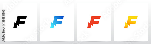 Thunder Electricity on the Bottom Feet of Letter Initial Logo Design F