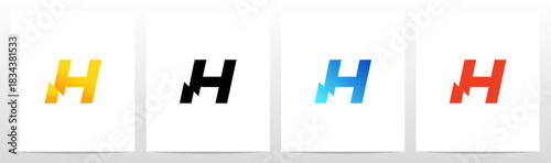 Thunder Electricity on the Bottom Feet of Letter Initial Logo Design H
