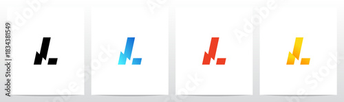 Thunder Electricity on the Bottom Feet of Letter Initial Logo Design L