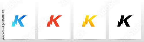 Thunder Electricity on the Bottom Feet of Letter Initial Logo Design K