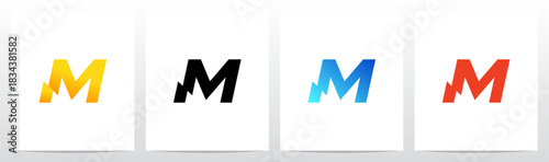 Thunder Electricity on the Bottom Feet of Letter Initial Logo Design M