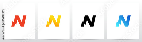 Thunder Electricity on the Bottom Feet of Letter Initial Logo Design N