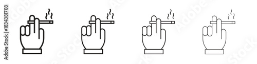 Hand holding cigarette icon, Set vector logo design templates,