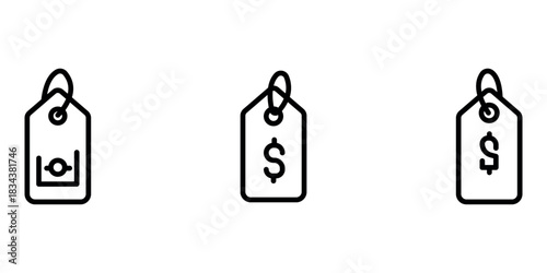 price-tag outline or line icon design bundle.