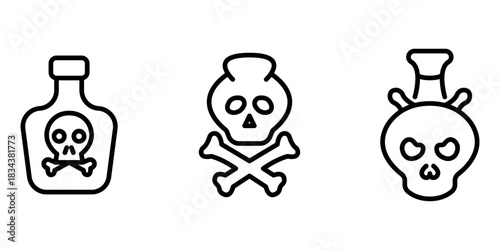 poison outline or line icon design bundle.