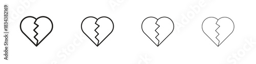 Heart Crack icon, Set vector logo design templates,