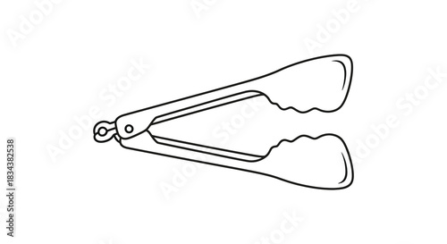 Kitchen tongs outline illustration for cooking and serving food silhouette