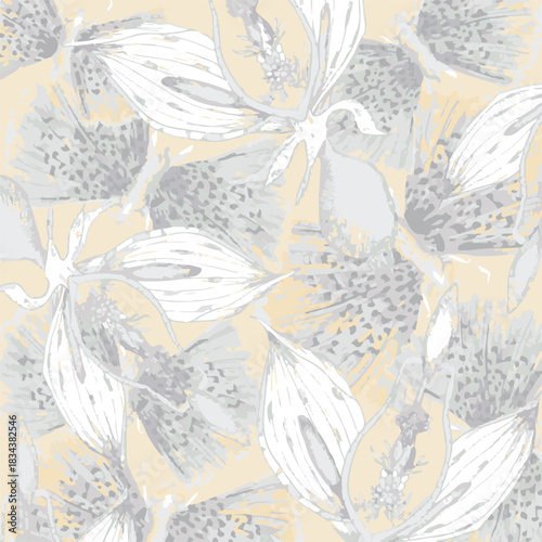 Abstract contemporary seamless pattern. Hand-drawn grunge artwork design. Repeatable boho print. Vector illustration.