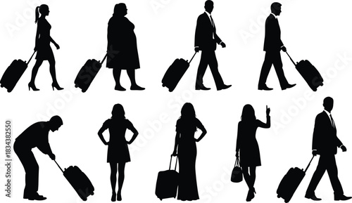 Dynamic Female Dancer Silhouettes Vector Set with Big Voluminous Hair, Illustrating Women in Short Dresses Dancing and Jumping, Emphasizing Performance, Energy, Nightclub Scene, and Showgirl 