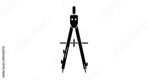 Drafting compass illustration for geometry and design projects silhouette