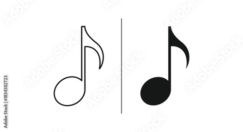 Outline and Solid Black Quarter Note Music Icons