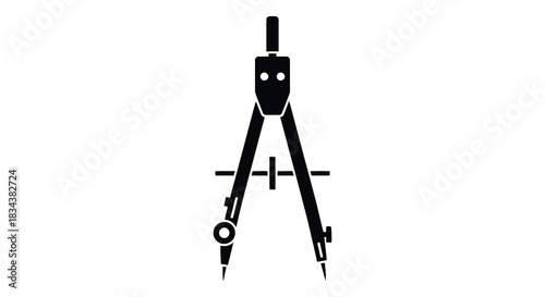 Geometric compass tool illustration for drafting and design silhouette