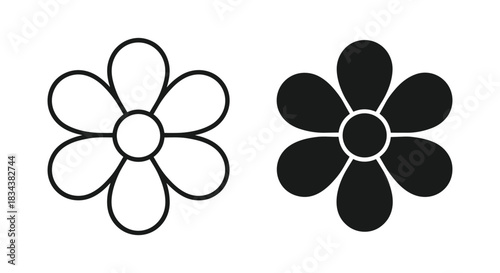 Simple Flower Icons (Outline and Solid)