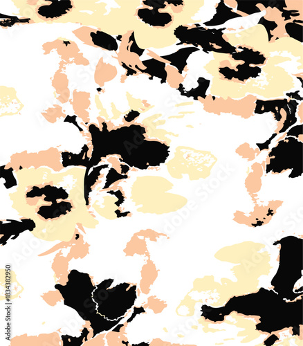 Seamless colorful floral pattern. Hand drawn flowers, herbs, leaves, branches, berries, tulip. Simple cute flat vector elements. Design for textile, cover, wallpaper