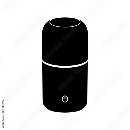 Indoor air quality sensor, minimalist design, smart home device, black silhouette on transparent background