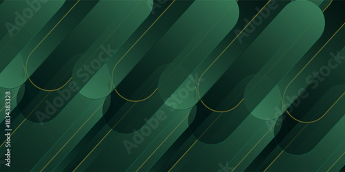 Abstract green background with diagonal lines. Dynamic shapes composition. Vector illustration