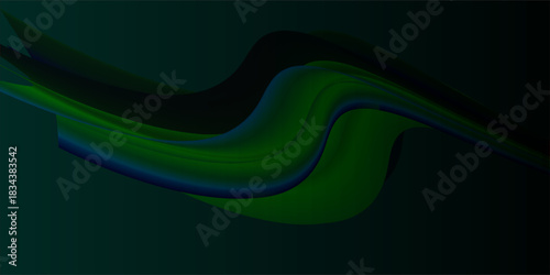 Abstract glowing wave lines on dark green background. Dynamic wave pattern. Modern flowing wavy lines. Futuristic technology concept. Suit for banner, poster, cover, brochure, flyer, website