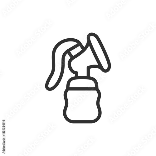 Breast pump, linear icon. Lactation and milk storage. Line with editable stroke.