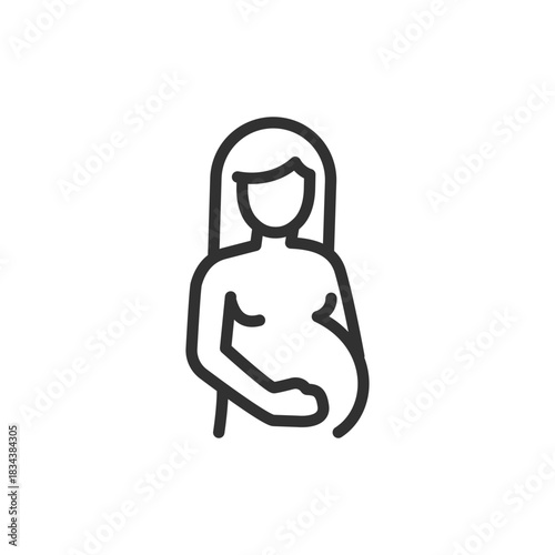 Pregnant woman, linear icon. Motherhood and maternity health. Line with editable stroke.