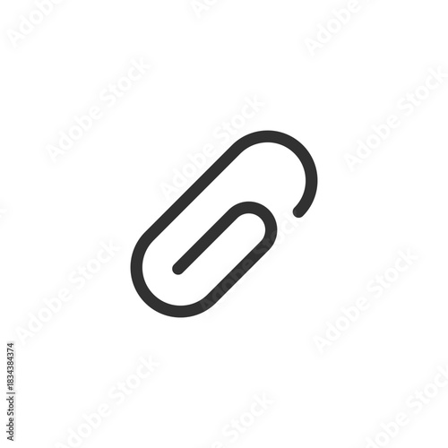 Paperclip, linear icon. Attachment and office connection. Line with editable stroke.