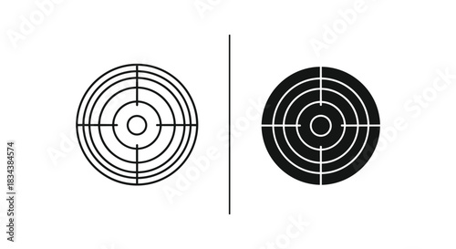 Target or Bullseye Icon Set with Outline and Solid Glyph Styles