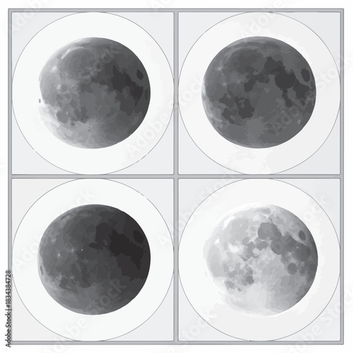 Lunar Eclipse Stages in Pastel Circular Frames