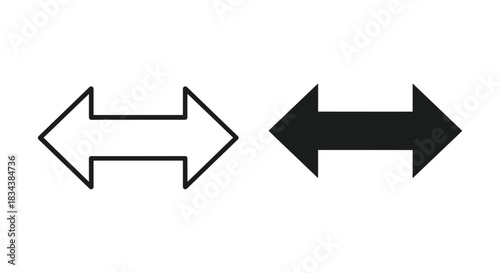 Horizontal Double Arrow Icons: Outline and Solid