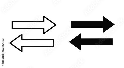 Interchange Arrows Icon Set: Bi-directional Symbols in Outline and Filled Styles for Exchange and Navigation