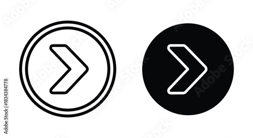 Right Arrow Icons in Circle, Outline and Solid Variants