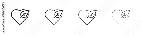 Leaf heart icon, Set vector logo design templates,
