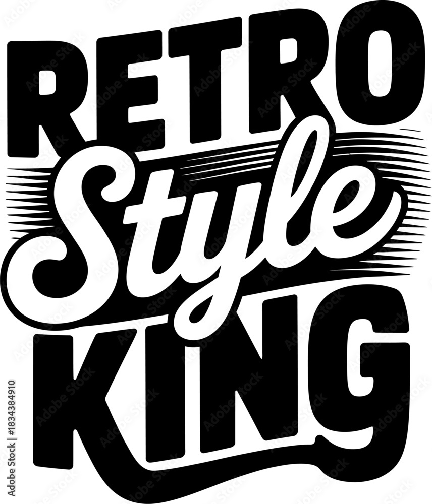 Naklejka premium Retro Style King text graphic with striped background effect vector