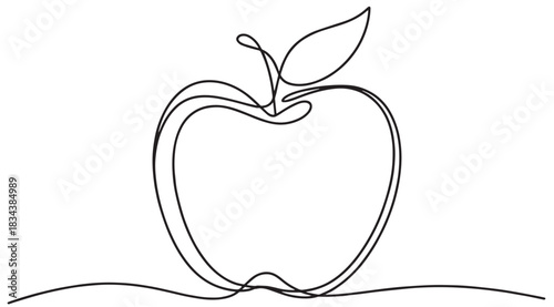 continuous line drawing of an apple on white background. vector illustration