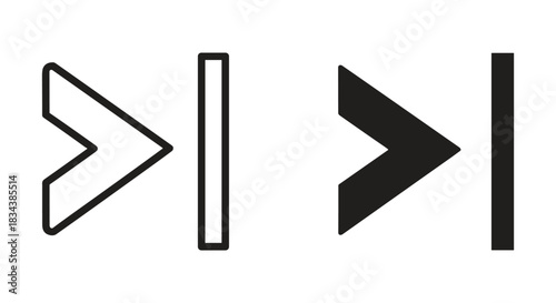 Skip Forward / Next Track Media Player Icons - Outline and Solid Versions for UI/UX Design