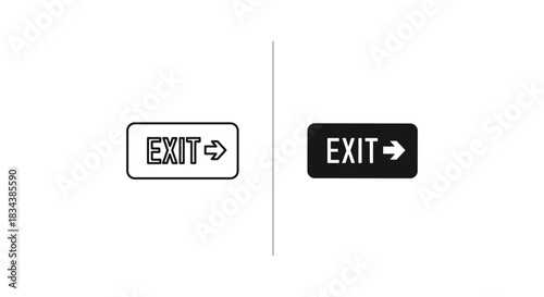 Exit Sign with Right Arrow - Outline and Solid Icon Duo