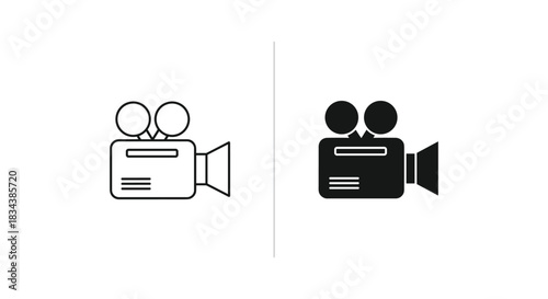 Video Camera Icon Outline and Solid Fill Vector Illustration