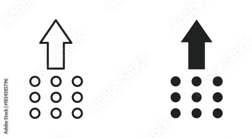Upload or Send Up Icon with 3x3 Grid of Dots - Outline and Filled Versions