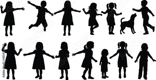 Peaceful Yoga and Advanced Stretching Silhouette Vector Set, Illustrating Women in Lotus Position, Handstand, and Full Splits, Emphasizing Meditation, Flexibility, Wellness, Fitness, and Body Balance.