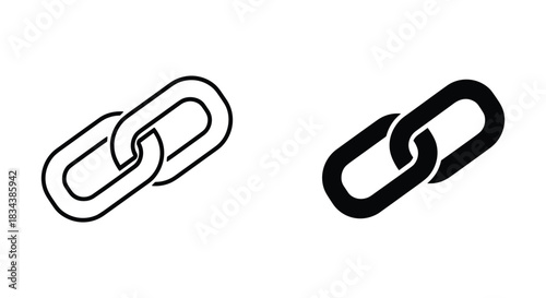Hyperlink Chain Icons: Outline and Solid Styles for Web and UI Design