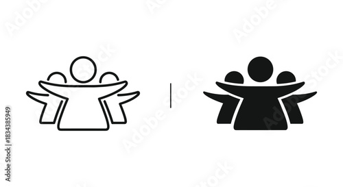 Team group icon set in outline and solid styles, representing community, collaboration, and partnership
