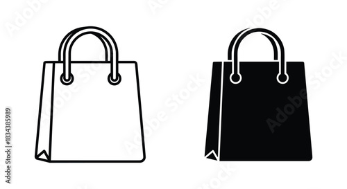 Shopping Bag Icons (Outline and Solid)