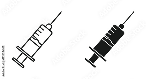 Syringe Icons: Outline and Filled Styles