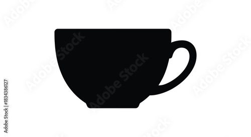Simple black coffee cup illustration on white background silhouette