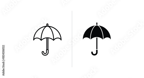 Two Umbrella Icons: Outline and Solid Styles