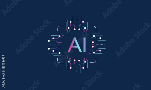 A futuristic ai agent is connected to various digital functions through network, representing advanced technology