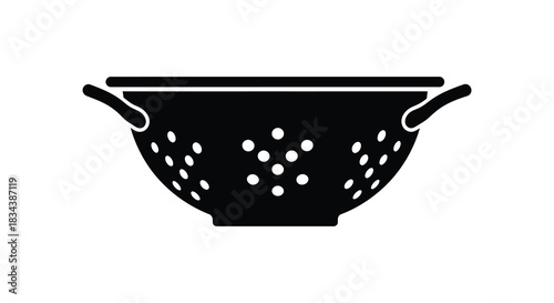 Colander silhouette kitchen utensil illustration for cooking and food preparation silhouette