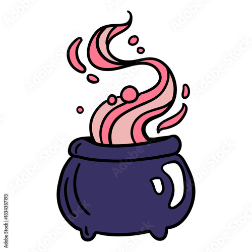 Magic cauldron hand drawn