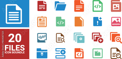 20 colorful Document and Folder Icons Set creative icons bundles set