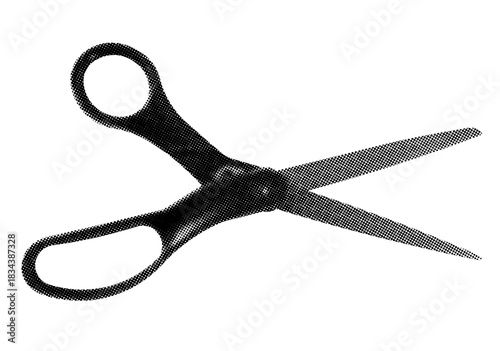 A halftone scissors isolated on white background