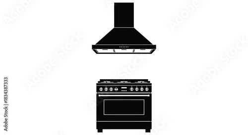 Kitchen stove and extractor hood appliance silhouette